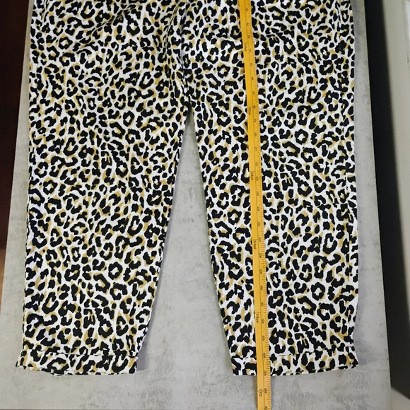J Crew Leopard Print Cropped Tie Waist Linen Blend Relaxed Pants Size 14 - Picture 10 of 15